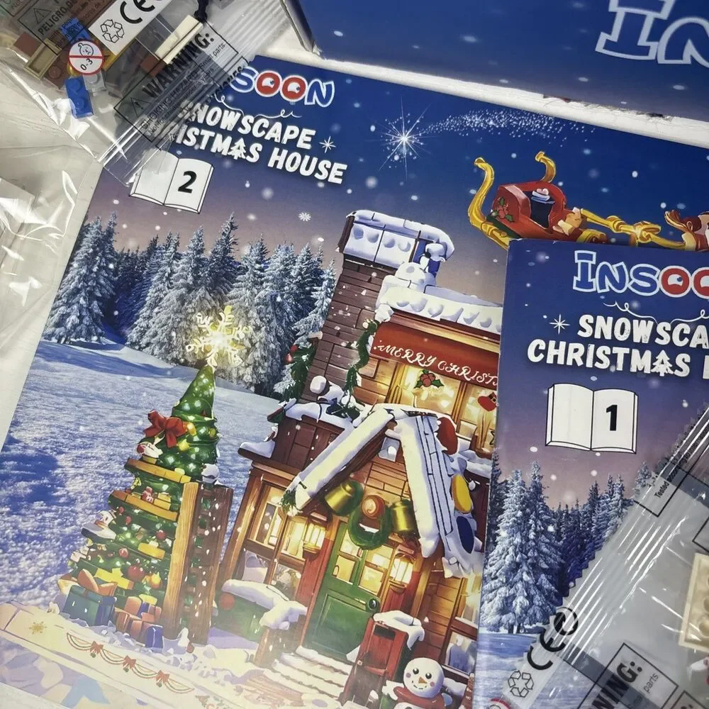 Insoon Snowscape Christmas House Building Bricks 1834 pcs Open Box MOSTLY SEALED